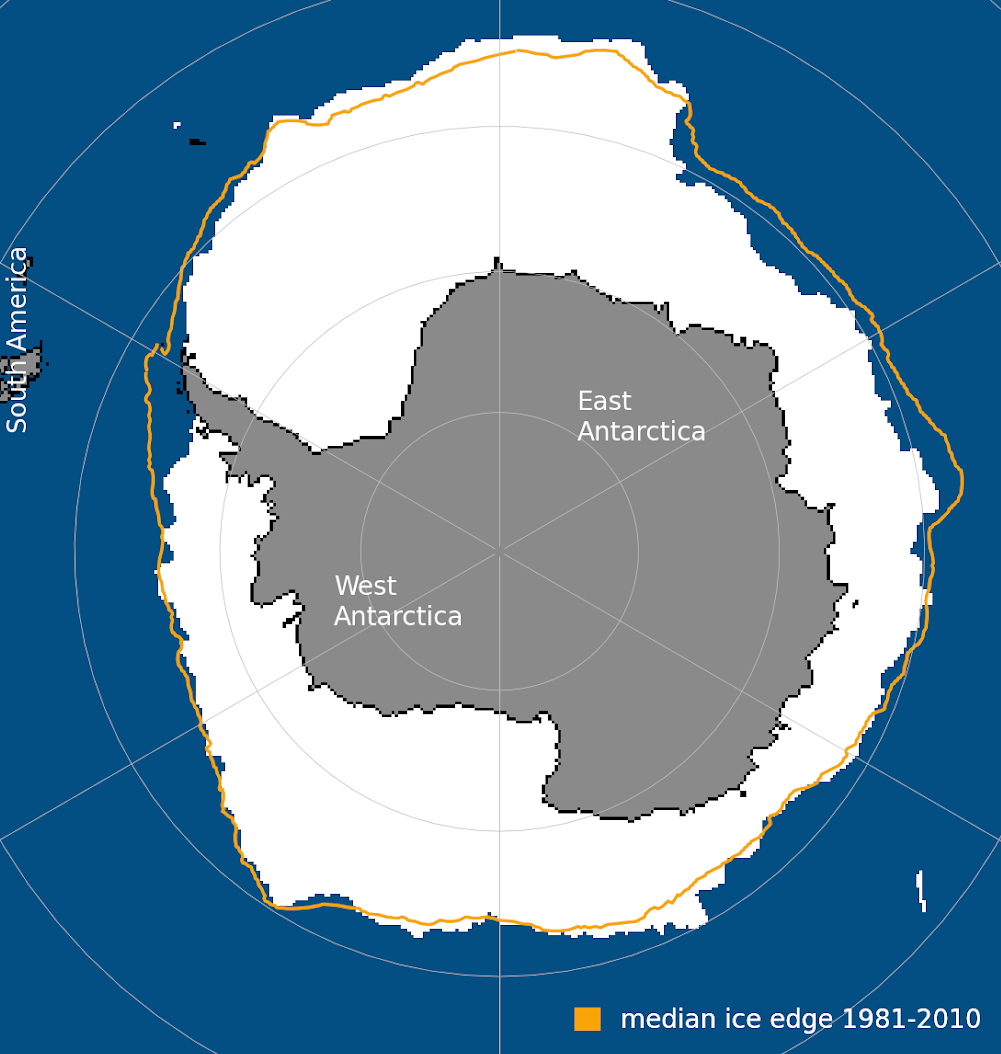 Antarctic sea ice extent on 17 September.
