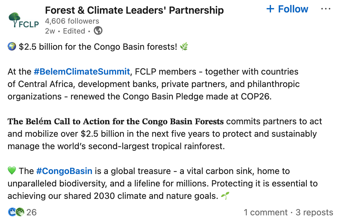 Forest & Climate Leaders' Partnership post on LinkedIn: "