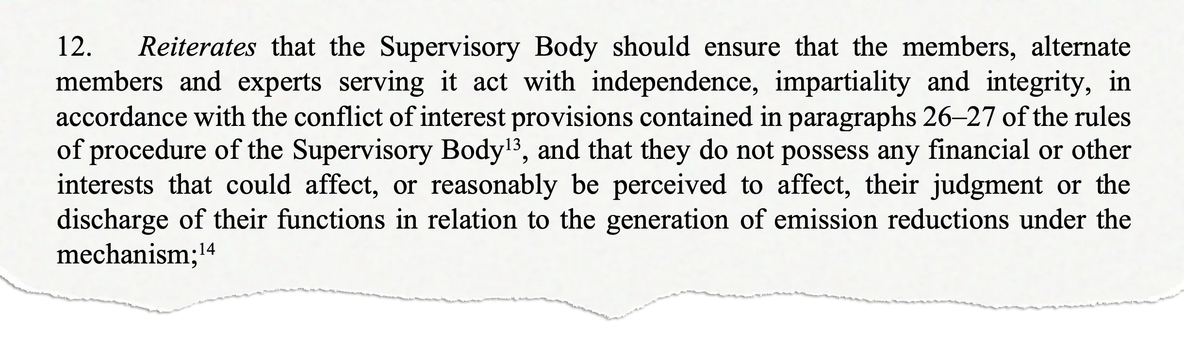Conclusions on conflicts of interest under Article 6.4 carbon markets.