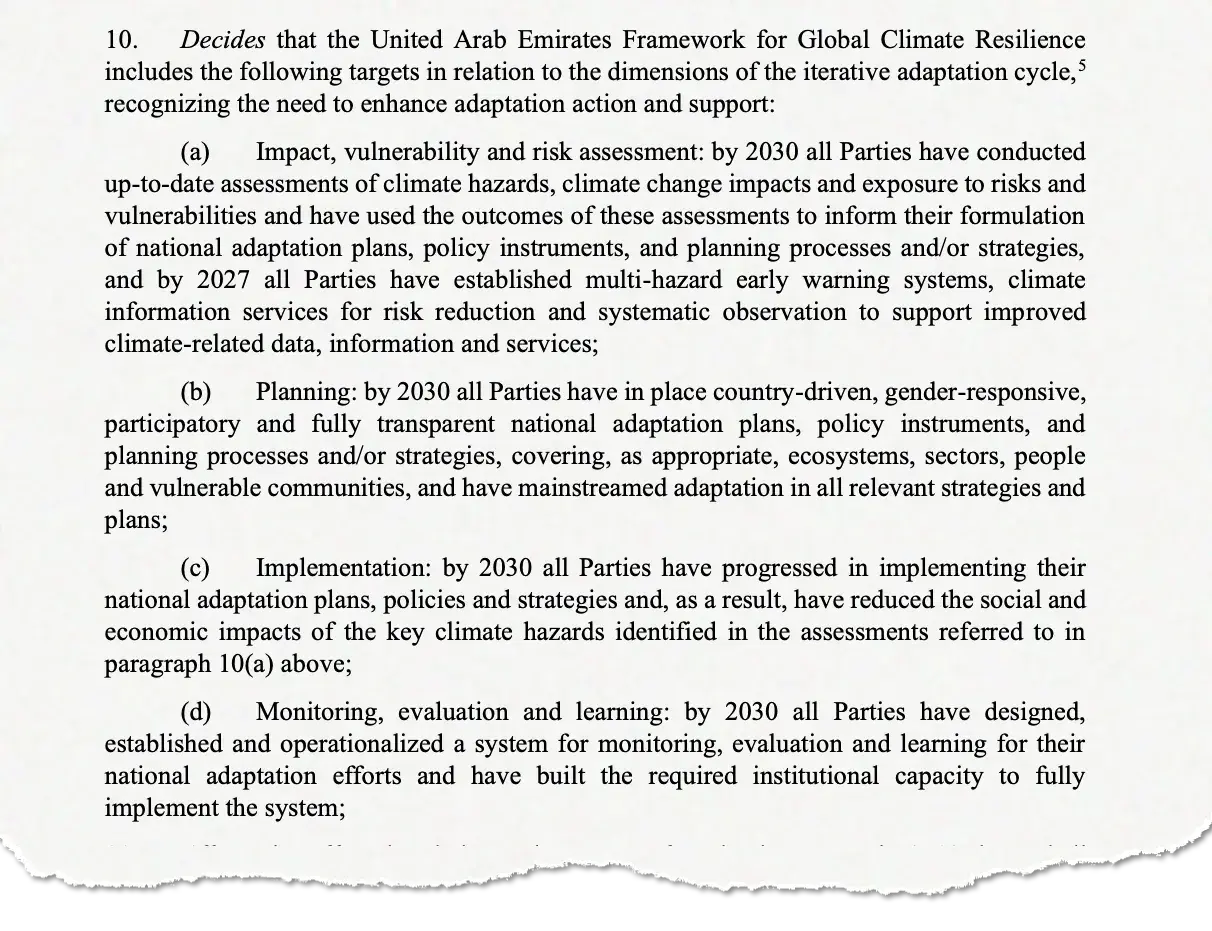 GGA within the COP28 outcome text.
