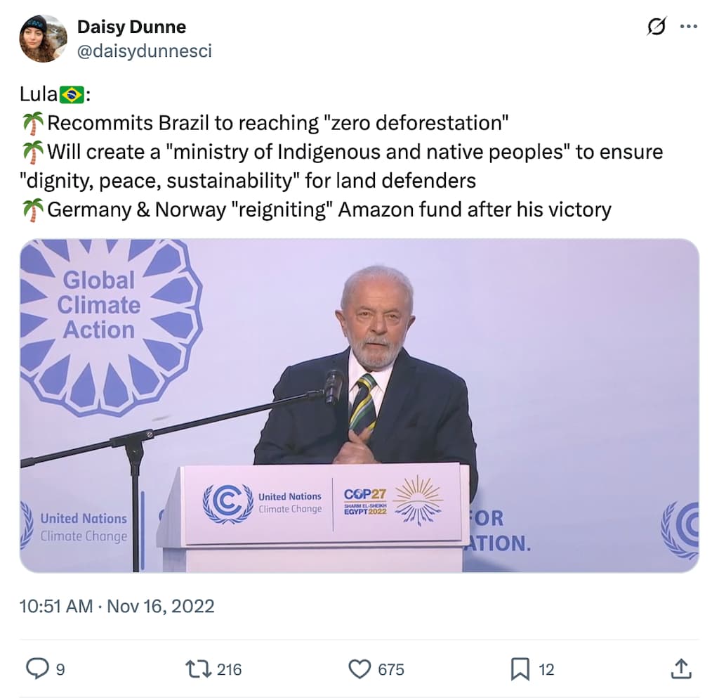Daisy Dunne on X: Lula recommits Brazil to reaching "zero deforestation"