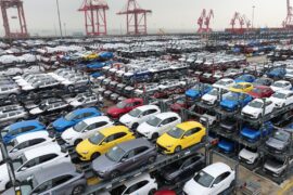 A batch of new energy vehicles in Suzhou, China.