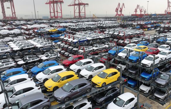 A batch of new energy vehicles in Suzhou, China.