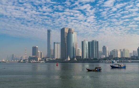 Skyline of Xiamen, China.