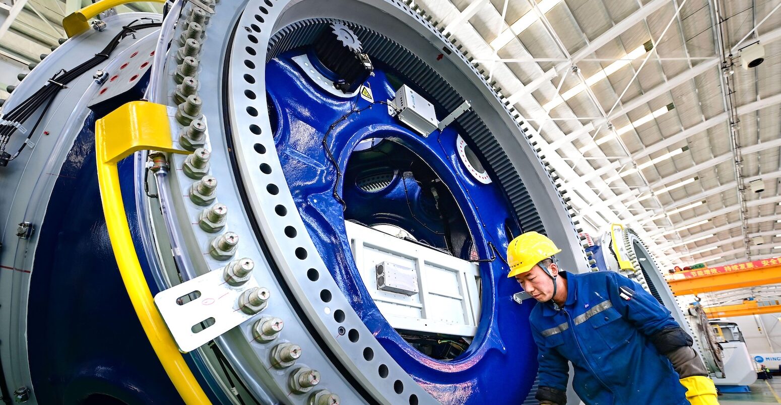 Wind turbine factory, China.