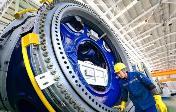 Wind turbine factory, China.