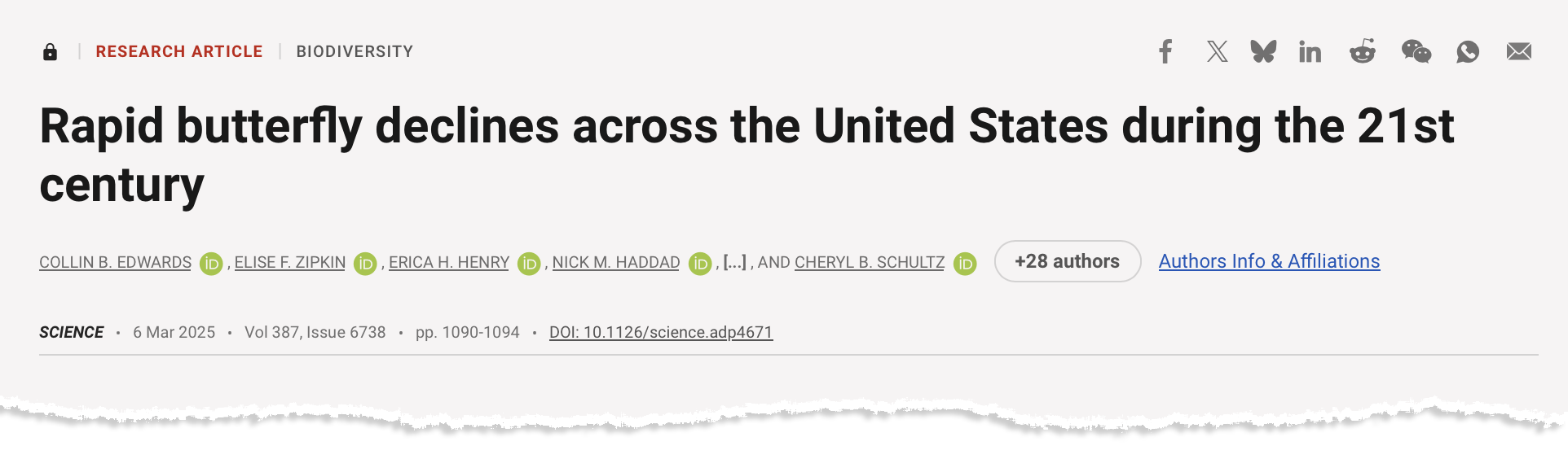 Ragout: Rapid butterfly declines across the United States during the 21st
century