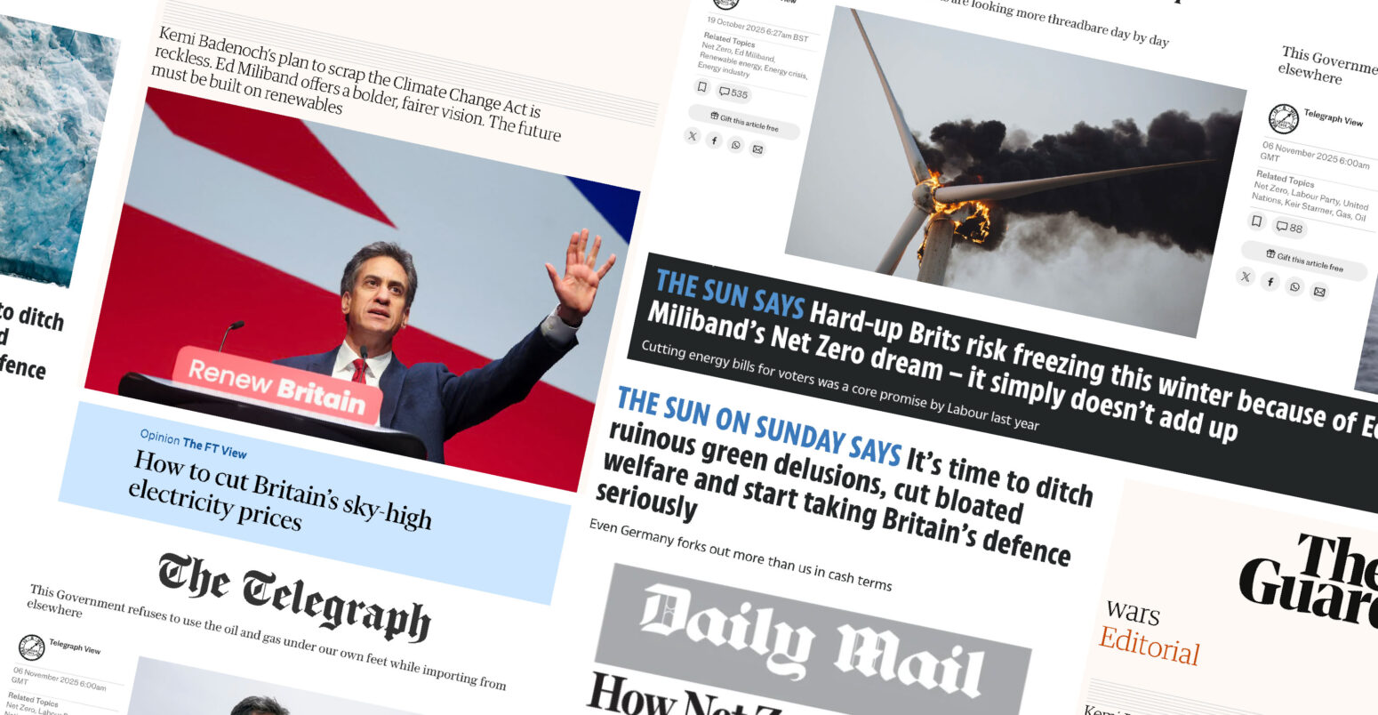 Montage of UK newspapers. Credit: Carbon Brief.