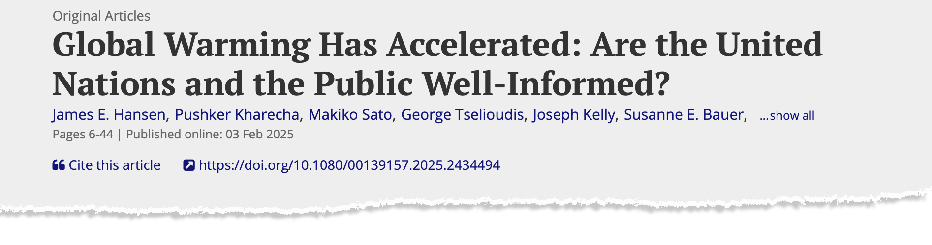 Ragout: Global Warming Has Accelerated: Are the United Nations and the Public Well-Informed