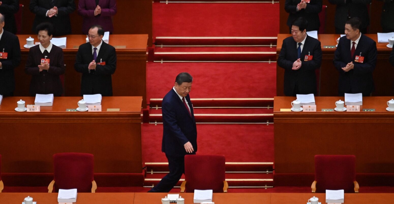 Chinese President Xi Jinping arriving at the start of the National People's Congress.
