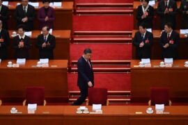 Chinese President Xi Jinping arriving at the start of the National People's Congress.
