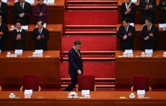 Chinese President Xi Jinping arriving at the start of the National People's Congress.