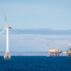 Wind turbine generators in the Moray Firth, Scotland.