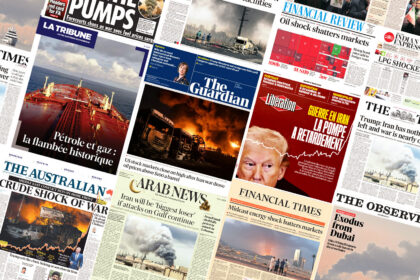 Montage of newspapers by Tom Prater for Carbon Brief.