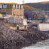 Firth of Clyde seawall repair using precast concrete sections on Largs Promenade, Ayrshire, Scotland UK.