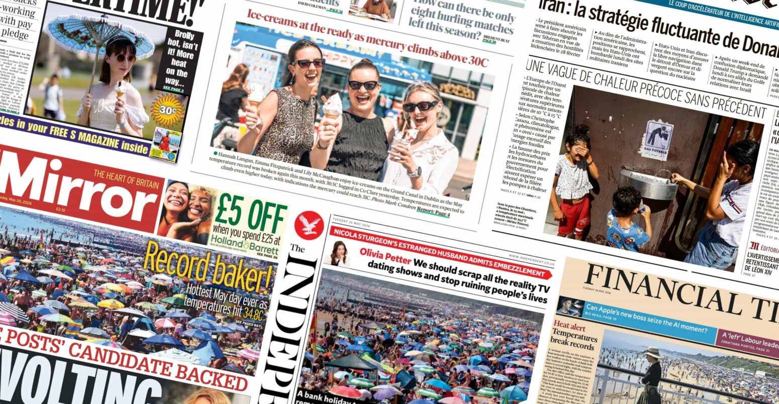 Montage of newspapers by Kerry Cleaver for Carbon Brief