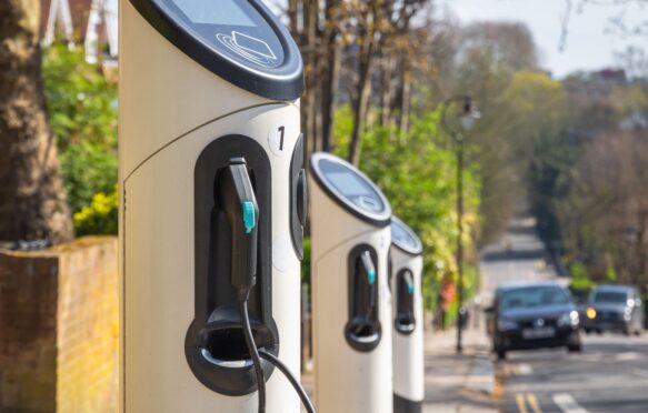 Electric car charging station in London.