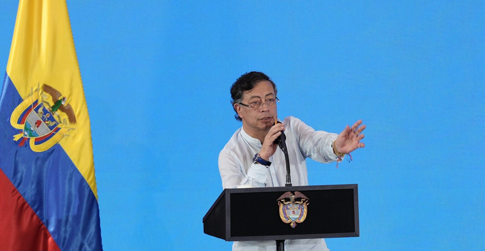 President Gustavo Petro at a transitioning away from fossil fuels conference on 28 April 2026 in Santa Marta, Colombia.