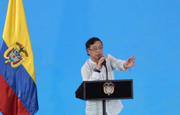President Gustavo Petro at a transitioning away from fossil fuels conference on 28 April 2026 in Santa Marta, Colombia.