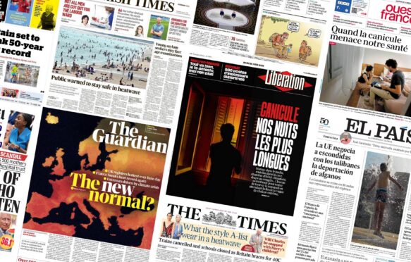 Montage of newspapers by Kerry Cleaver for Carbon Brief