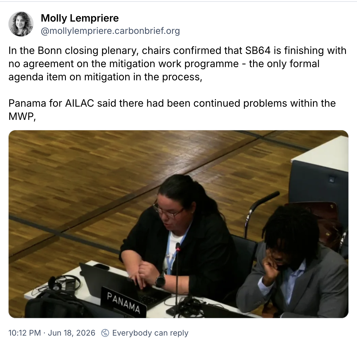 Molly Lempriere on Bluesky: In the Bonn closing plenary,