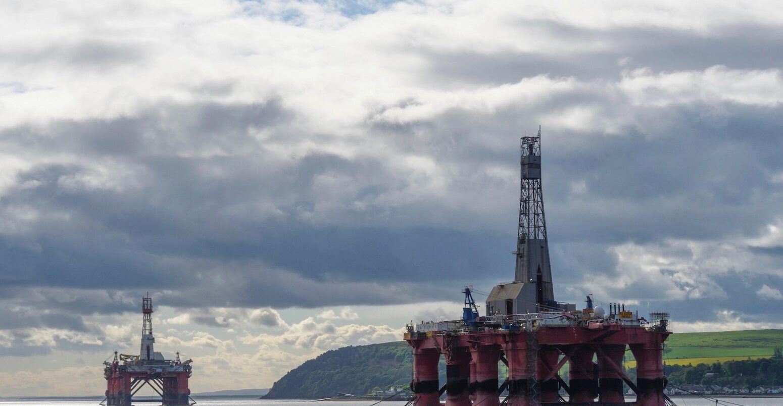 North Sea oil rigs.