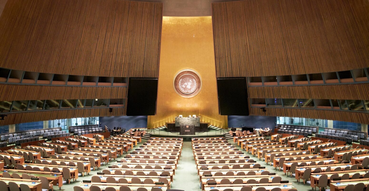 UN general assembly, New York, US.