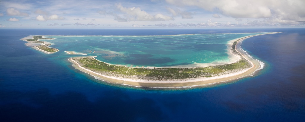 Panoramic aerial view of Kanton Island, Kiribati.
