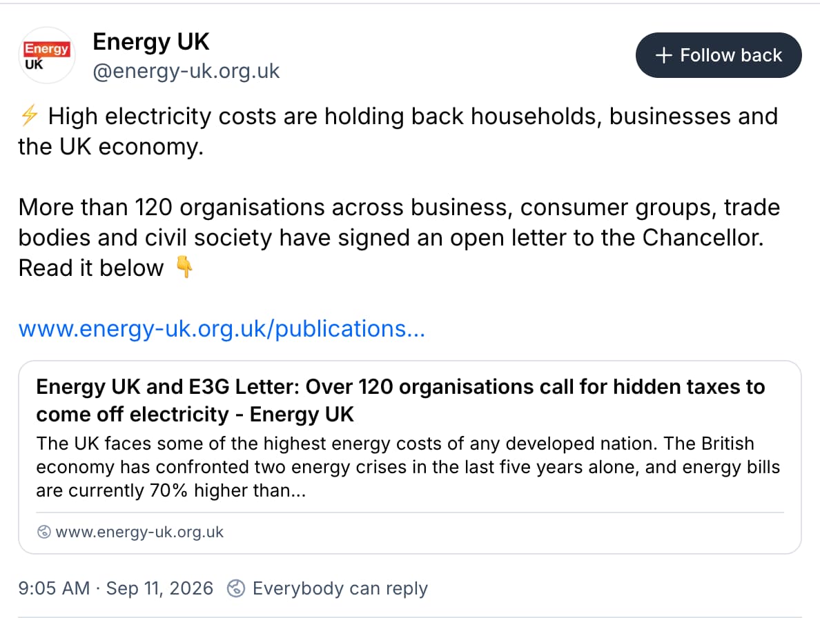 Energy UK on Bluesky: High electricity costs are holding back households