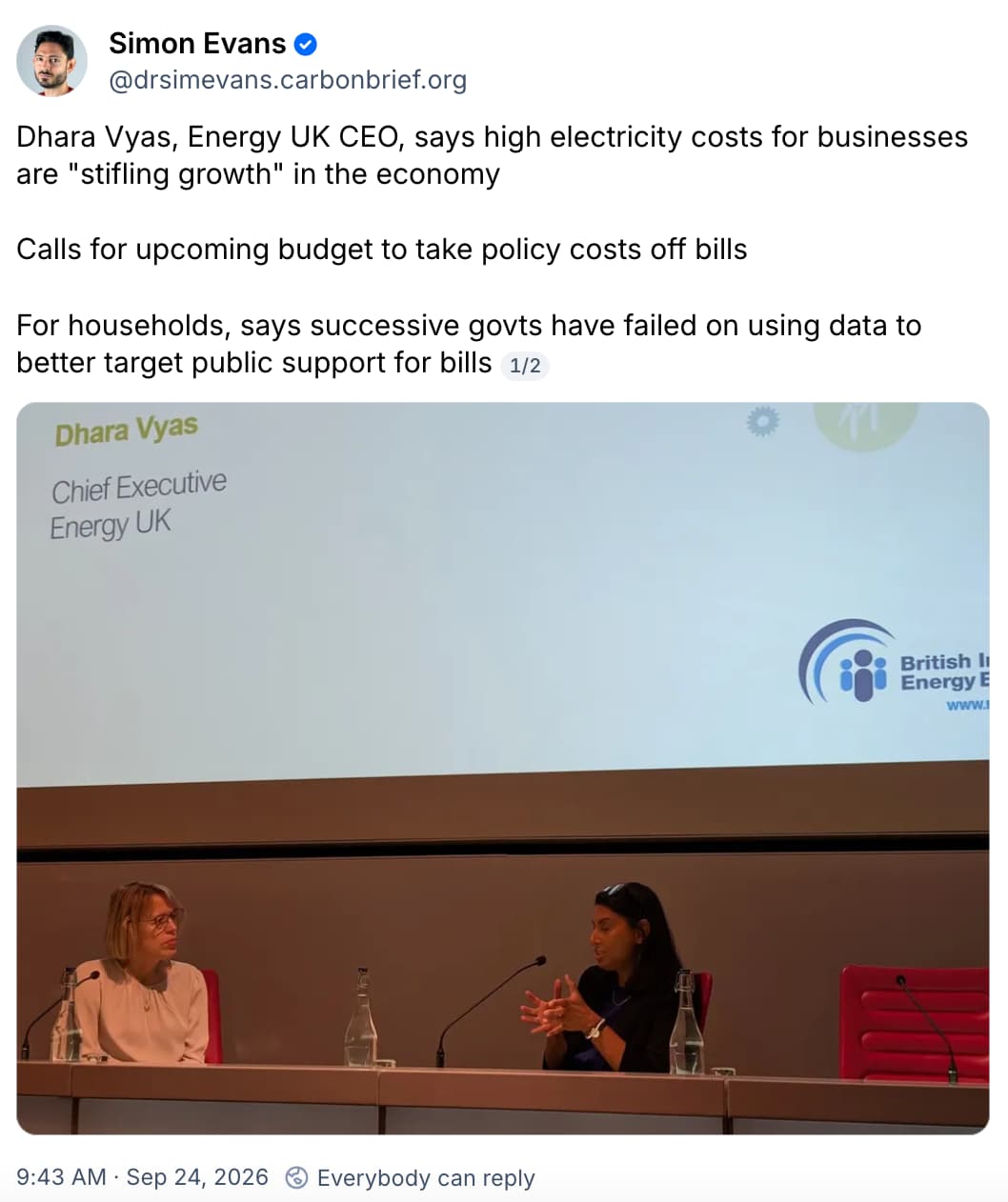 Simon Evans on Bluesky: Dhara Vyas Energy UK CEO